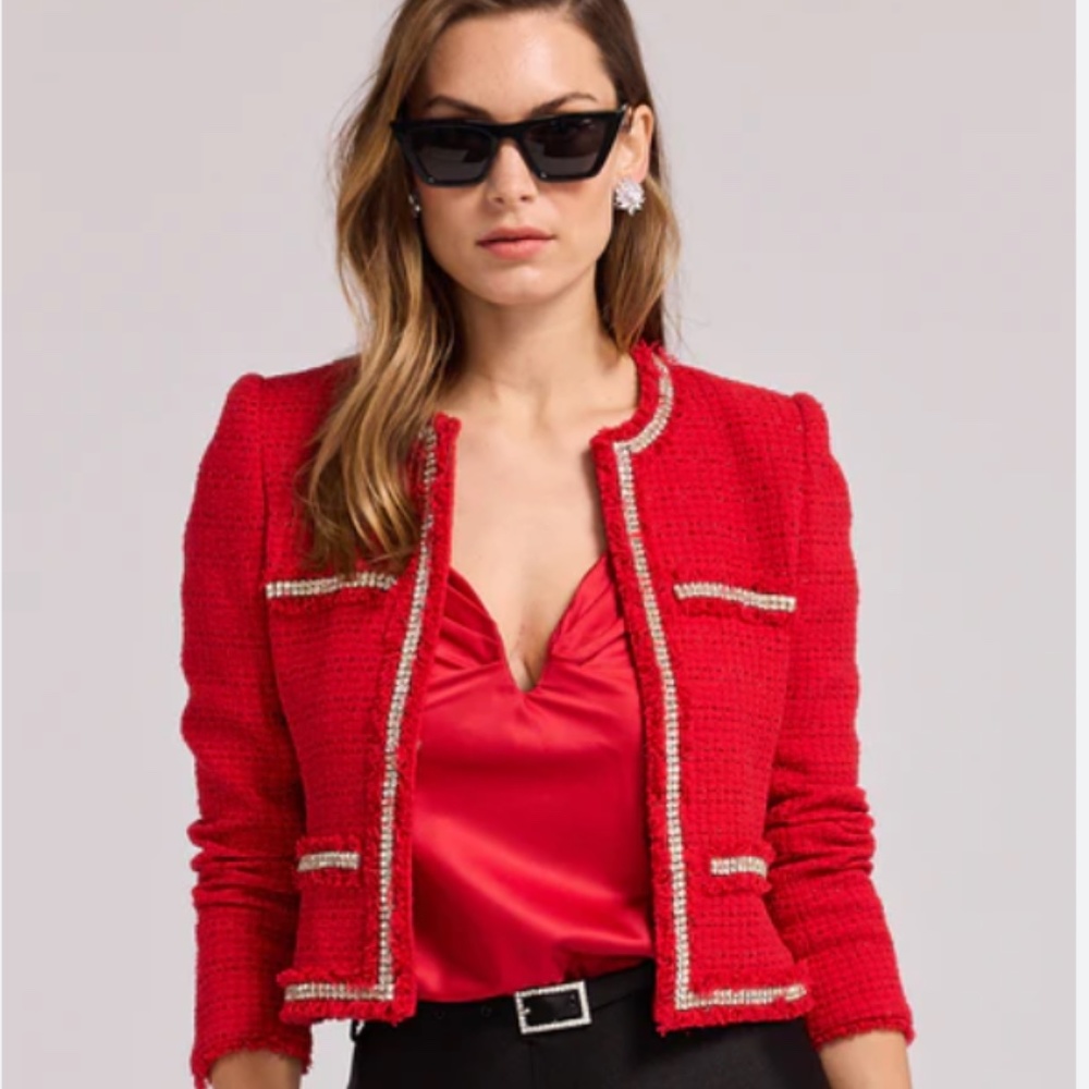 Generation Love Red Blaire Embellished Tweed Jacket